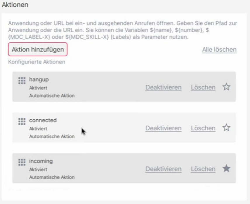 Overview of Actions in the PASCOM App