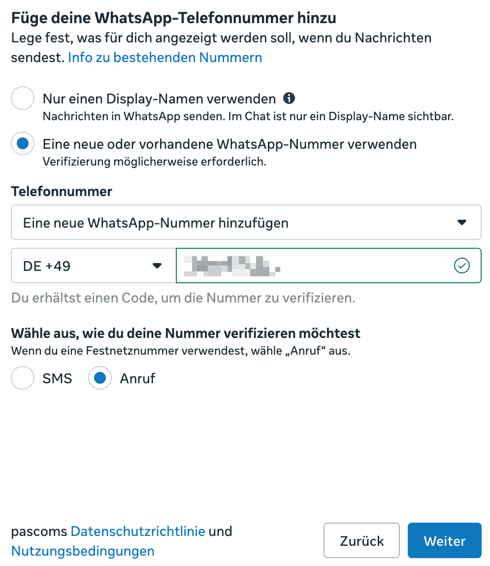 Add WhatsApp Phone Number