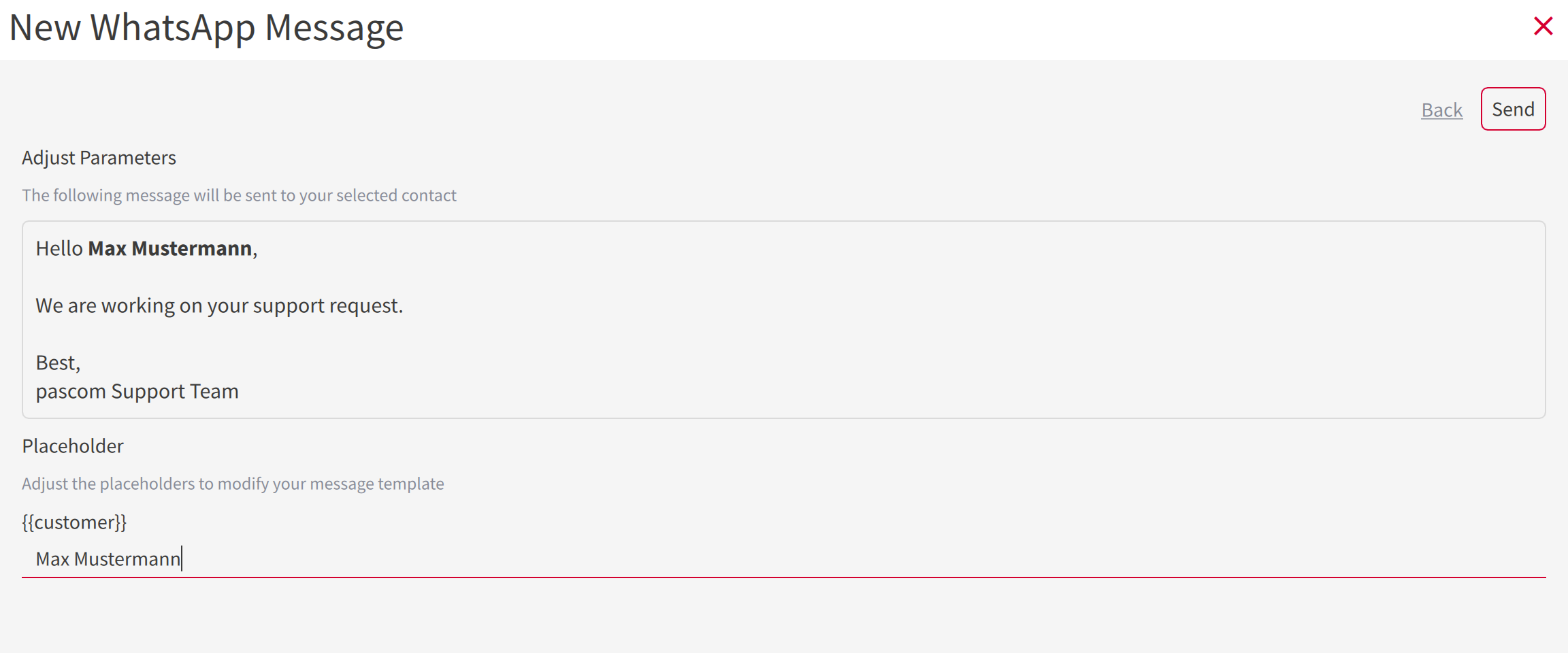 Fill in parameters